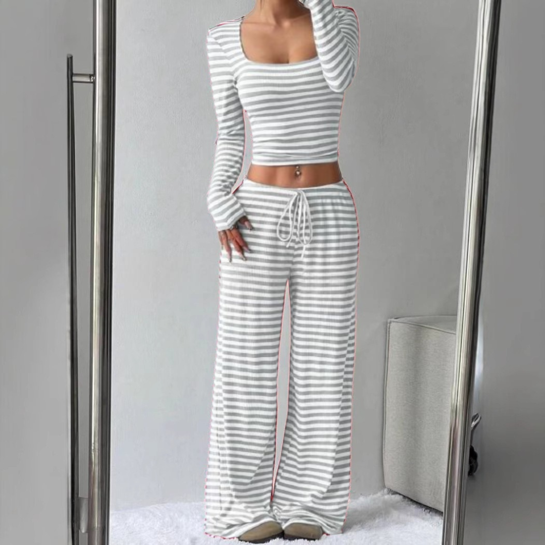JANA™ - Cozy Crop Top and Pants Lounge Set with Relaxed Fit
