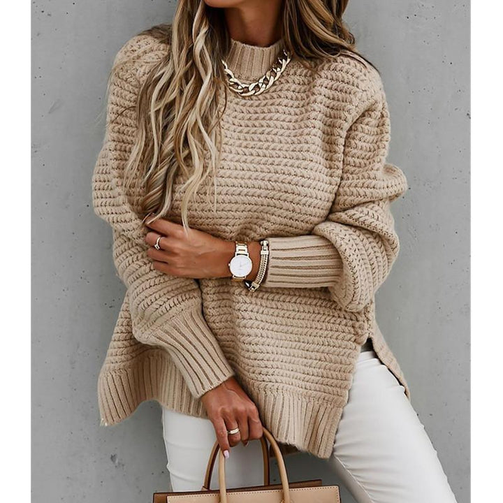 Knitted Sweater Top with Side Slits