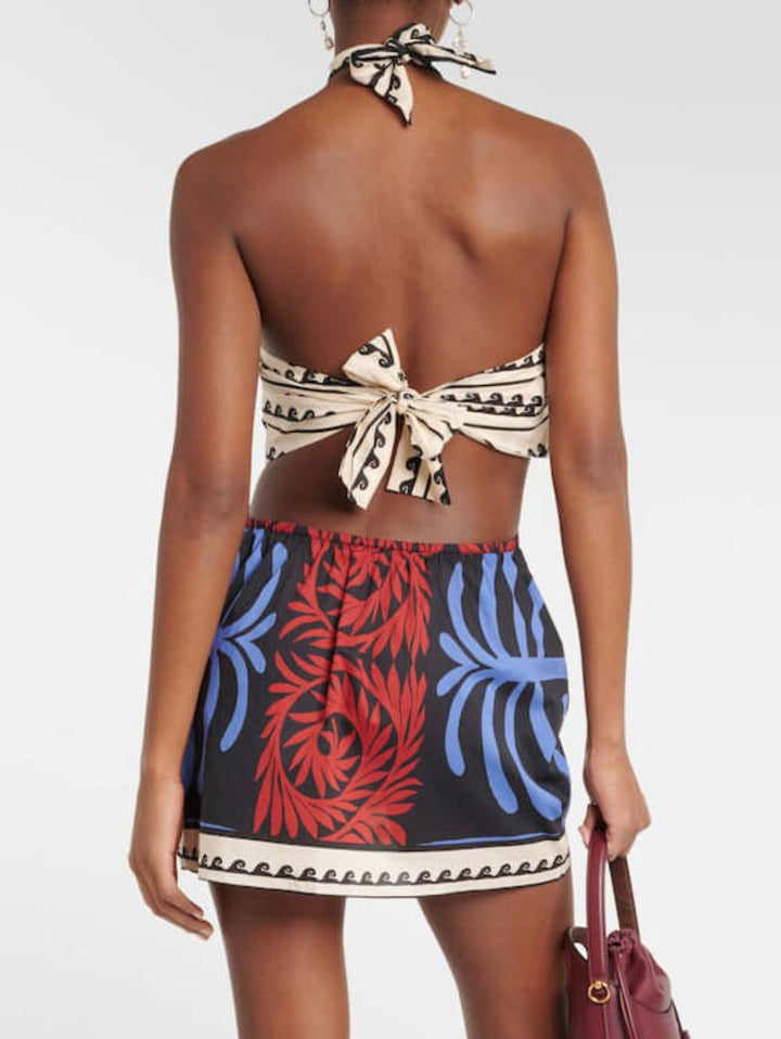 שמלת מיני ייחודית עם צווארון קולר והדפס קיצי