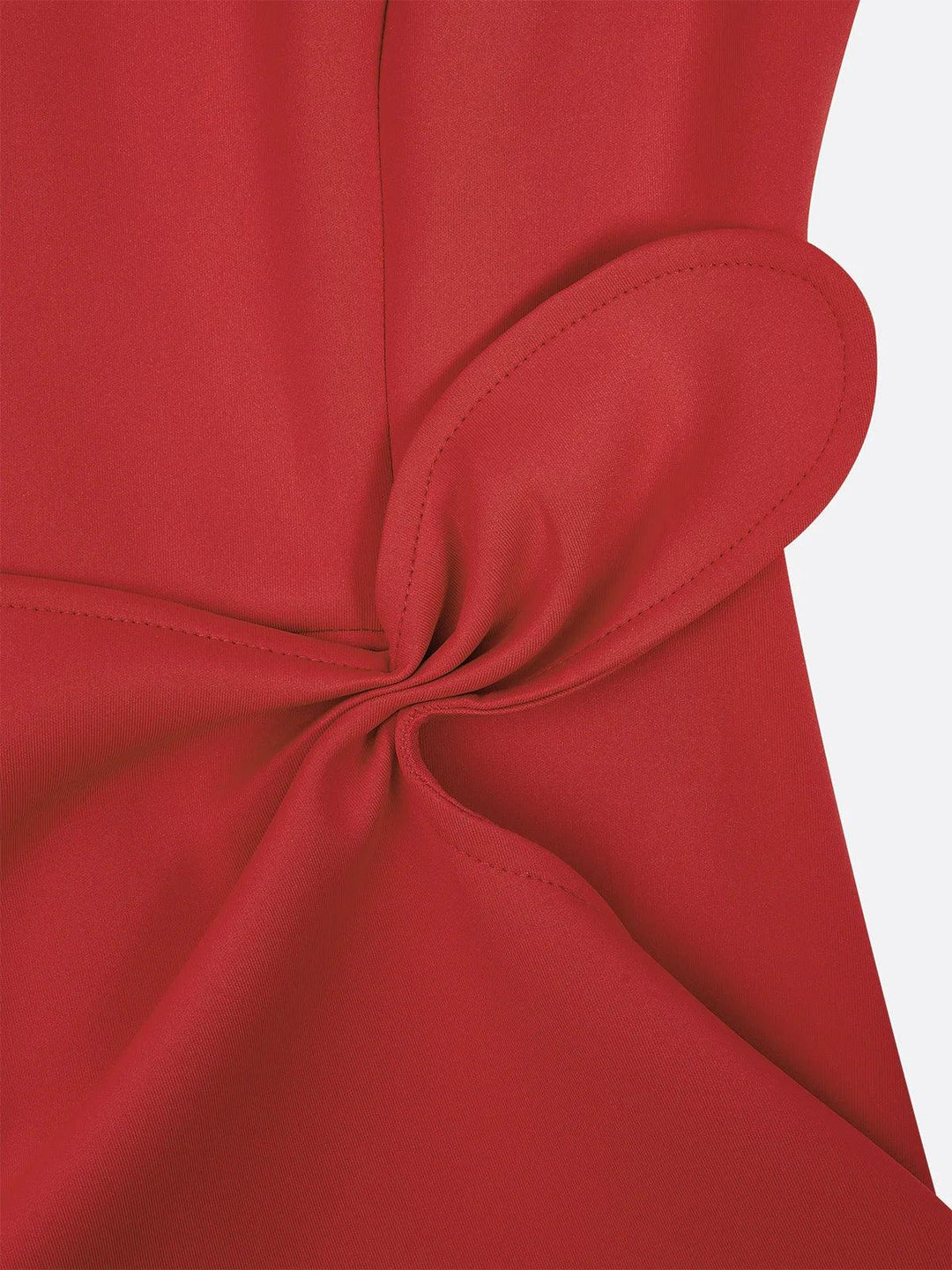 Elegant Red A-Line Midi Dress with Waist Twist - Perfect for Day to Night