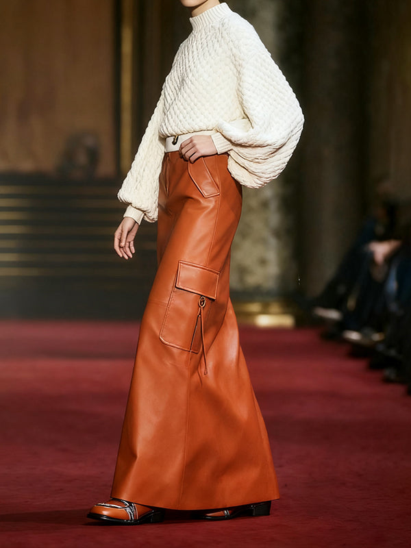Solid Color Column Pocket Skirts