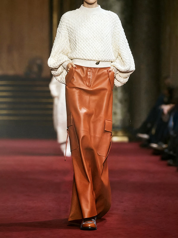Solid Color Column Pocket Skirts
