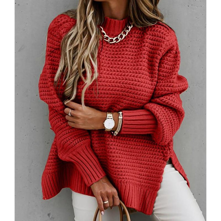 Knitted Sweater Top with Side Slits