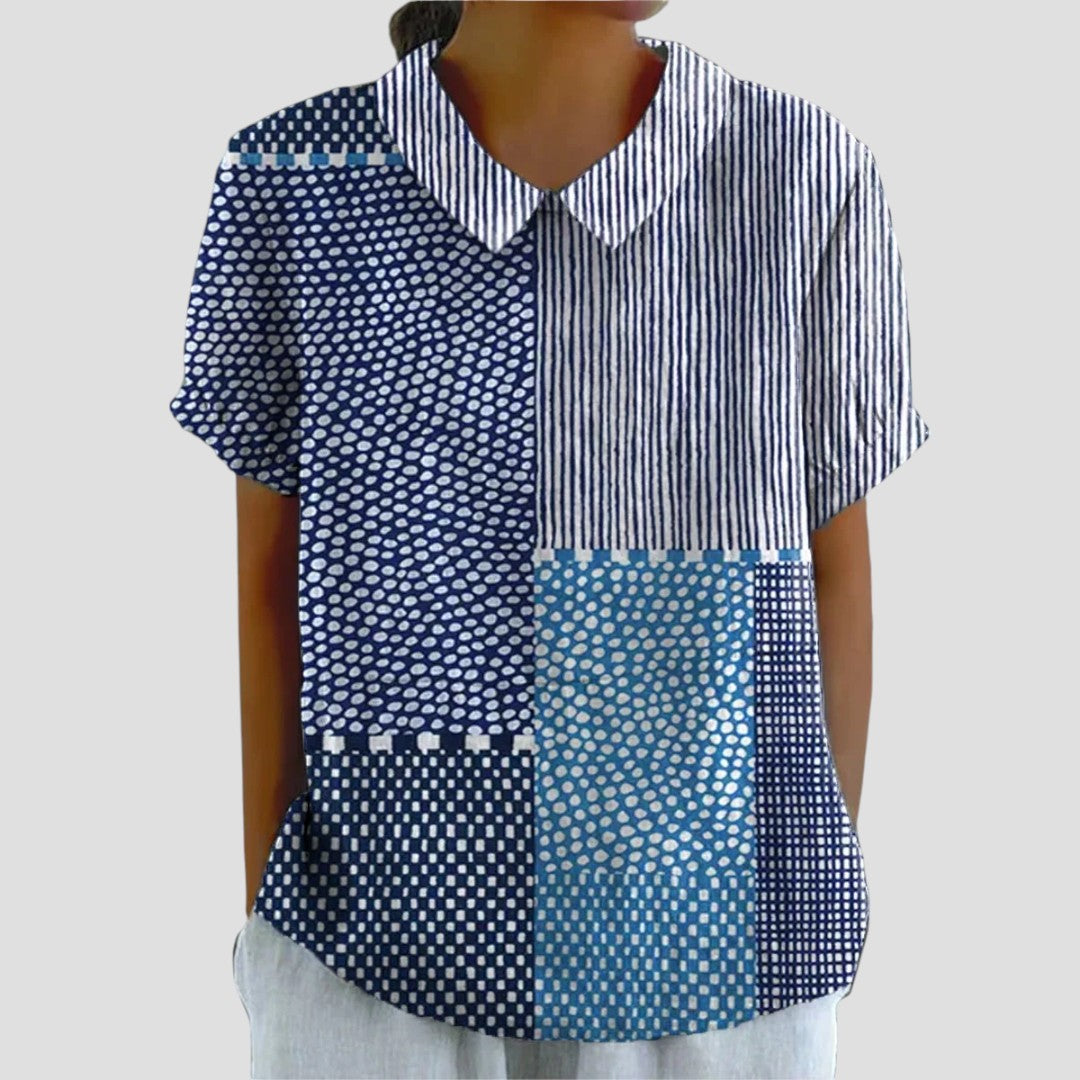 Fiona - Mosaic Print Blue Blouse