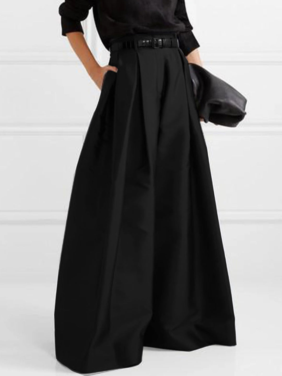 Chic High-Waisted Solid Wide Leg Pants