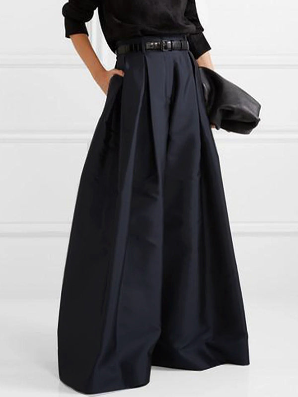 Chic High-Waisted Solid Wide Leg Pants