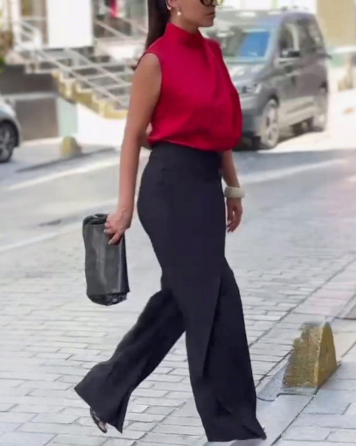 מכנסיים רחבים עם שכבות אסימטריות