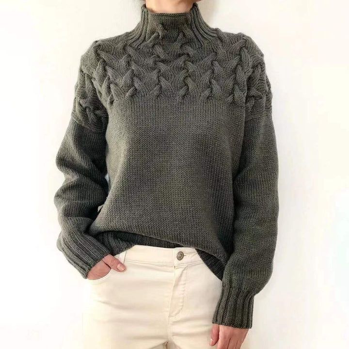 Solid Color Casual Turtleneck Sweater