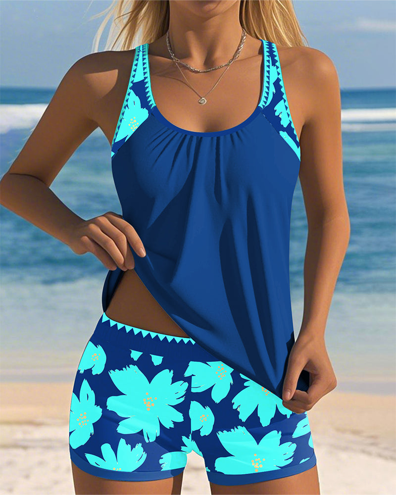 Judith - Printed U-Neck Sleeveless Tankini