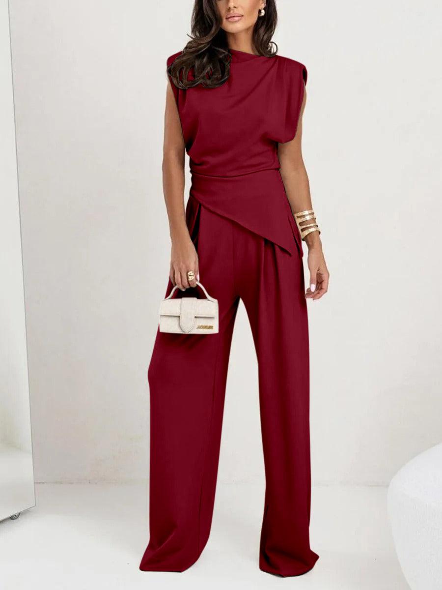 Irregular Sleeveless Casual Two-Piece Outfit