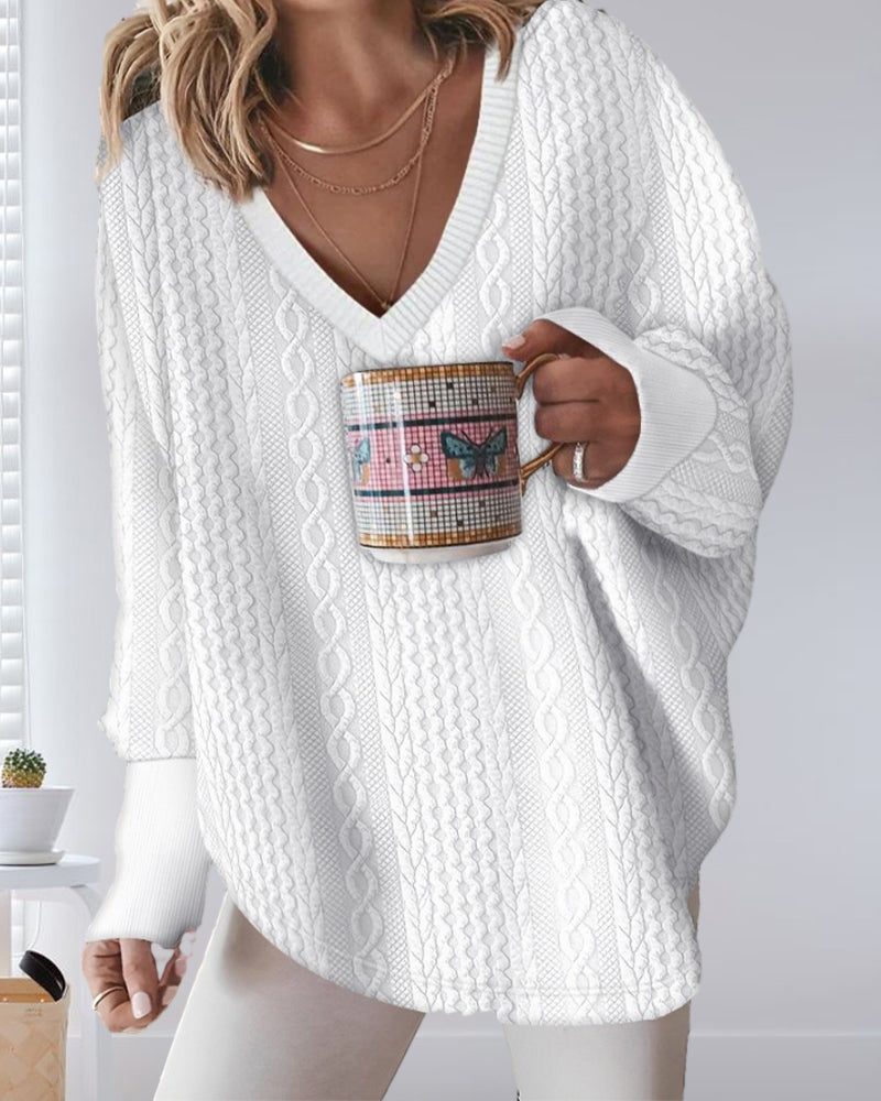 V-Neck Long Sleeve Sweatshirt