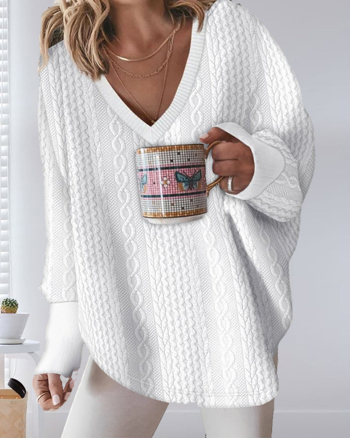 V-Neck Long Sleeve Sweatshirt
