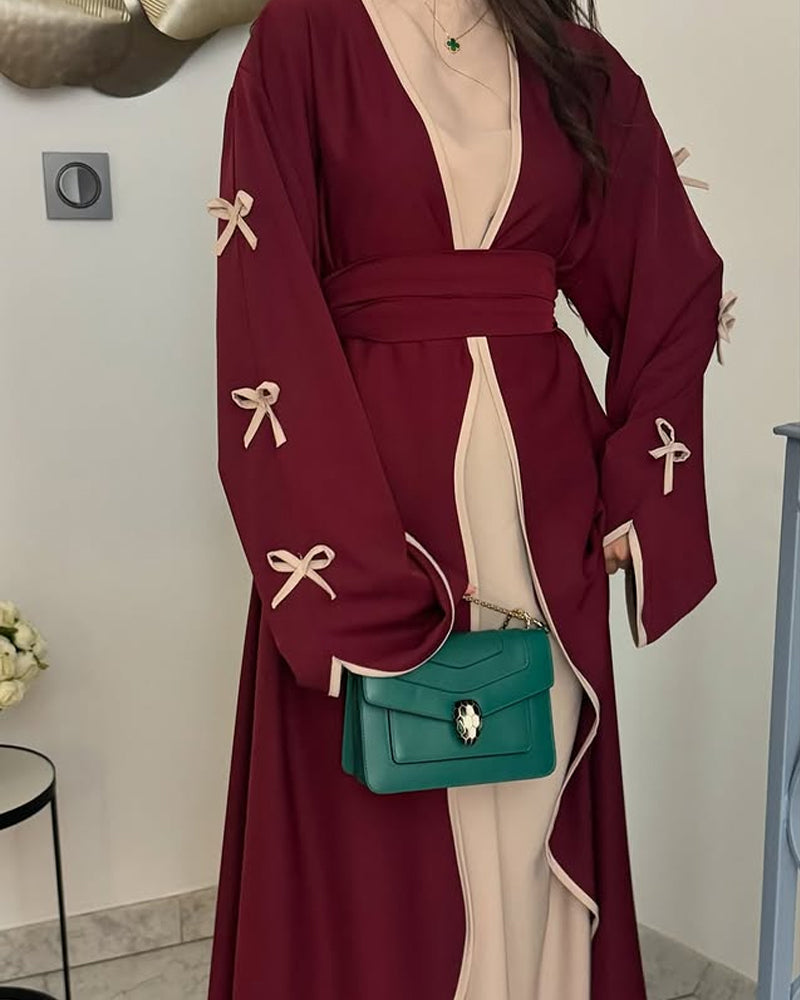 דואו קרדיגן ושמלה עם עיטורי פפיון שיקיים