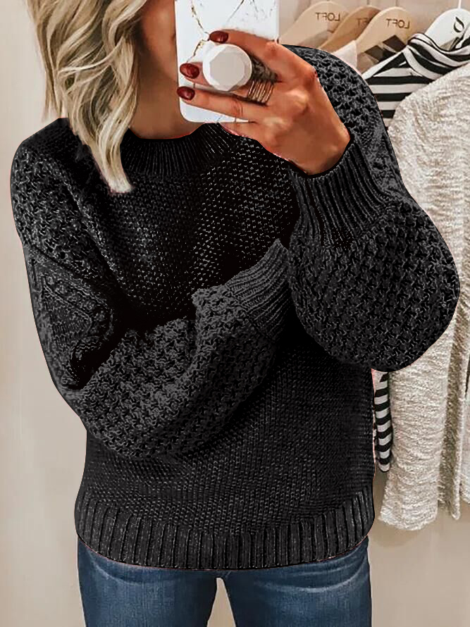 Jacquard Knit Crew Neck Sweater
