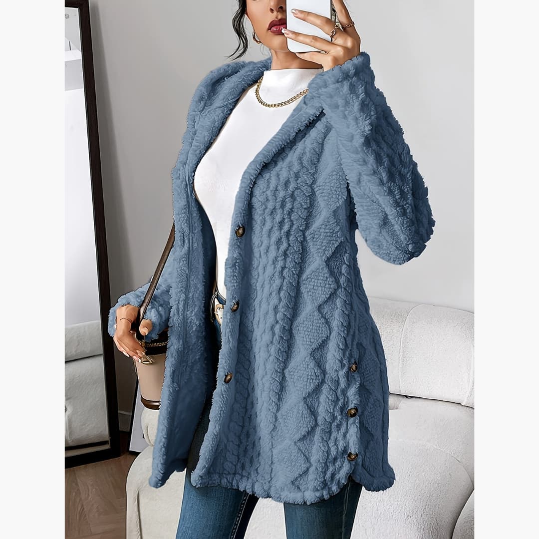 Edith - Women's Cozy Teddy Hoodie Coat