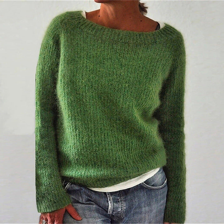 Soft Solid Color Casual Crew Neck Sweater