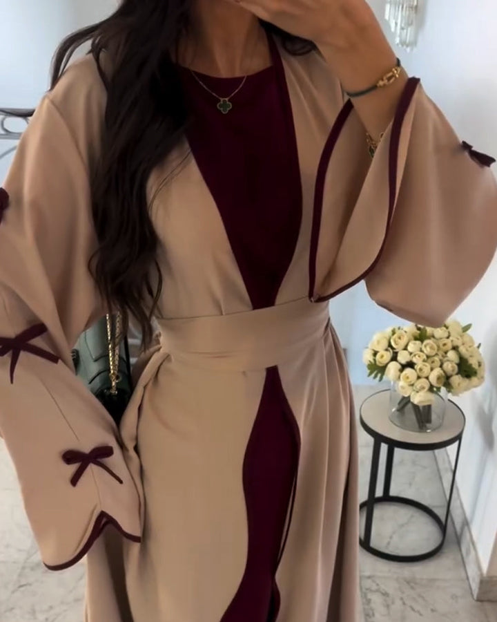 דואו קרדיגן ושמלה עם עיטורי פפיון שיקיים