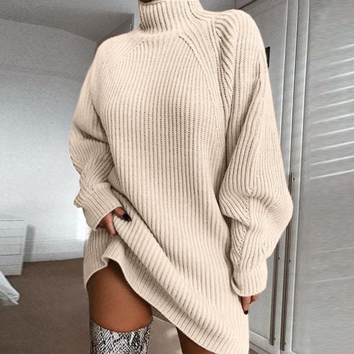 Everyday Turtleneck Sweater Dress with Raglan Sleeves