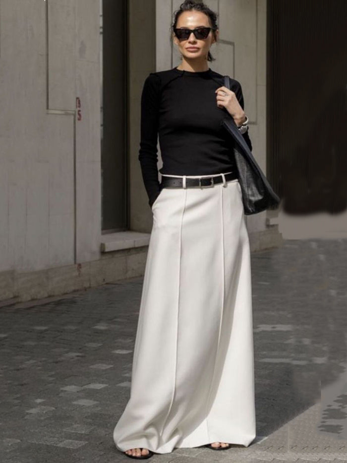 Chic H-Line Solid Color Skirts