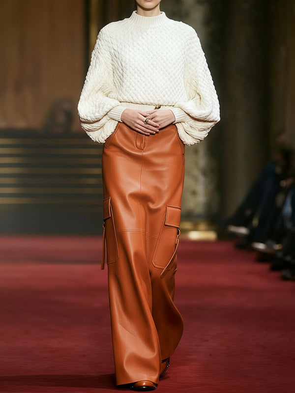 Solid Color Column Pocket Skirts