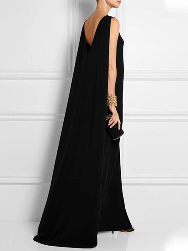 Relaxed Fit Solid Color Sleeveless V-Back Maxi Dress