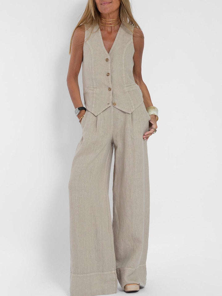 Cotton Leisure Set: Vest and Pants Combo