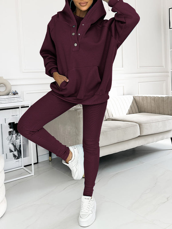 Relaxed Fit Three-Piece Sweatshirt Ensemble