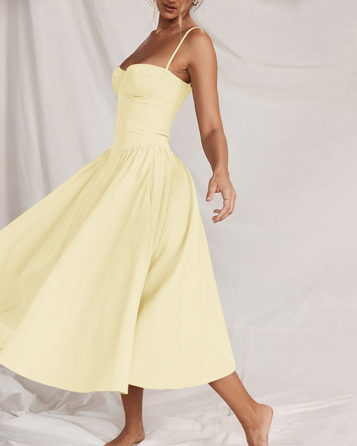 Chic French Tube Top Dress with Suspender Design