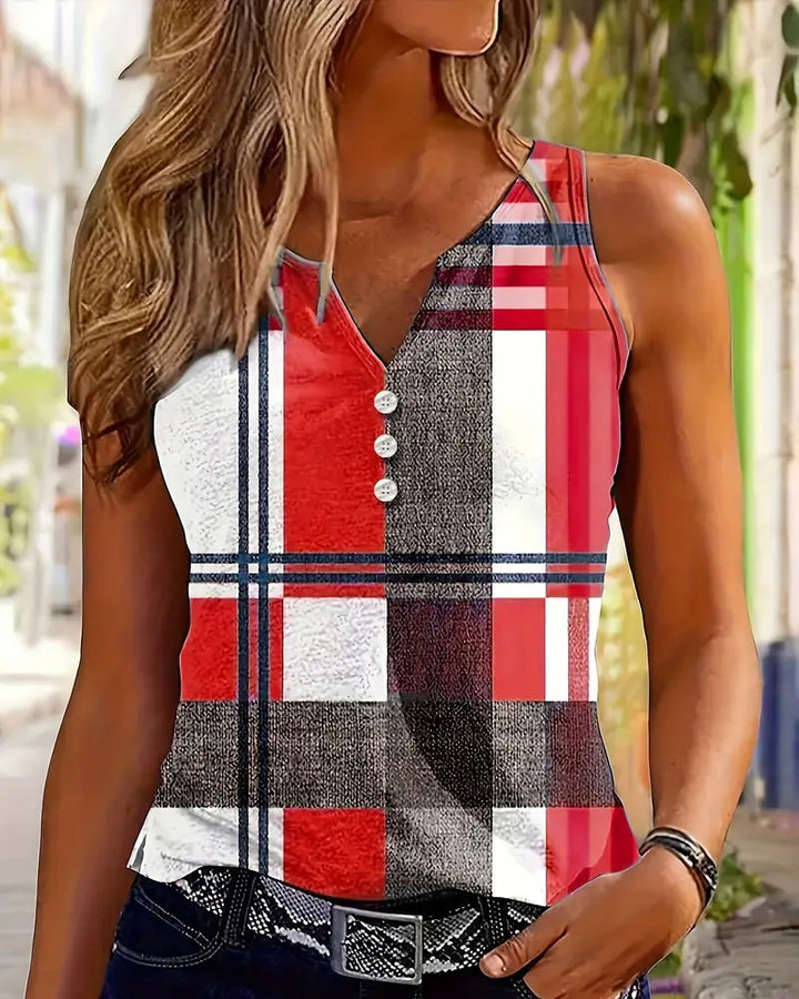 Checkered Print Sleeveless Top