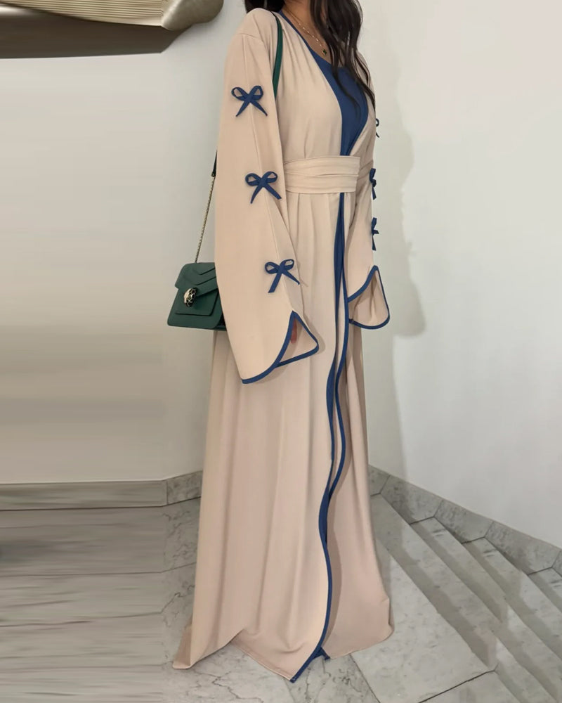 דואו קרדיגן ושמלה עם עיטורי פפיון שיקיים