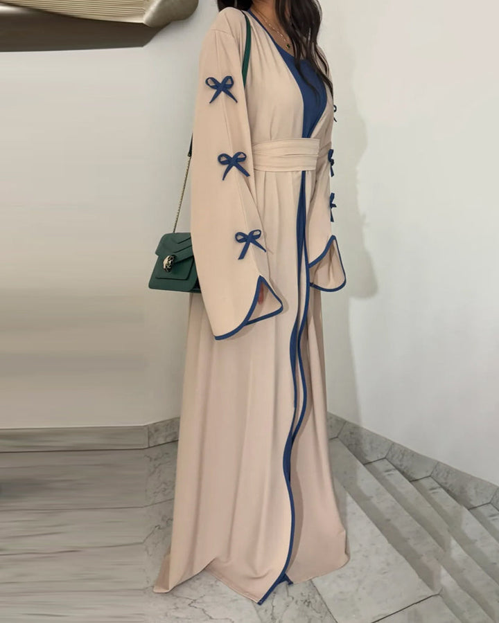 דואו קרדיגן ושמלה עם עיטורי פפיון שיקיים