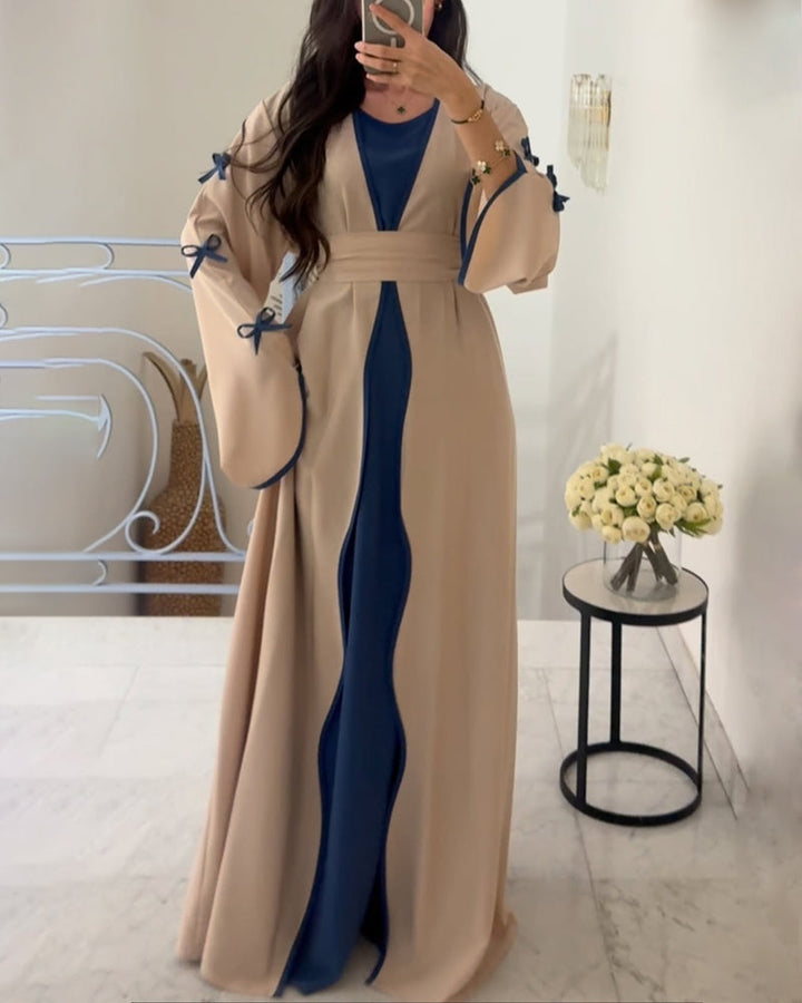 דואו קרדיגן ושמלה עם עיטורי פפיון שיקיים