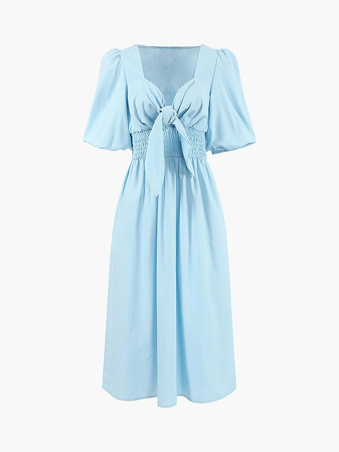 Front Tie Midi Dress in Linen Cotton