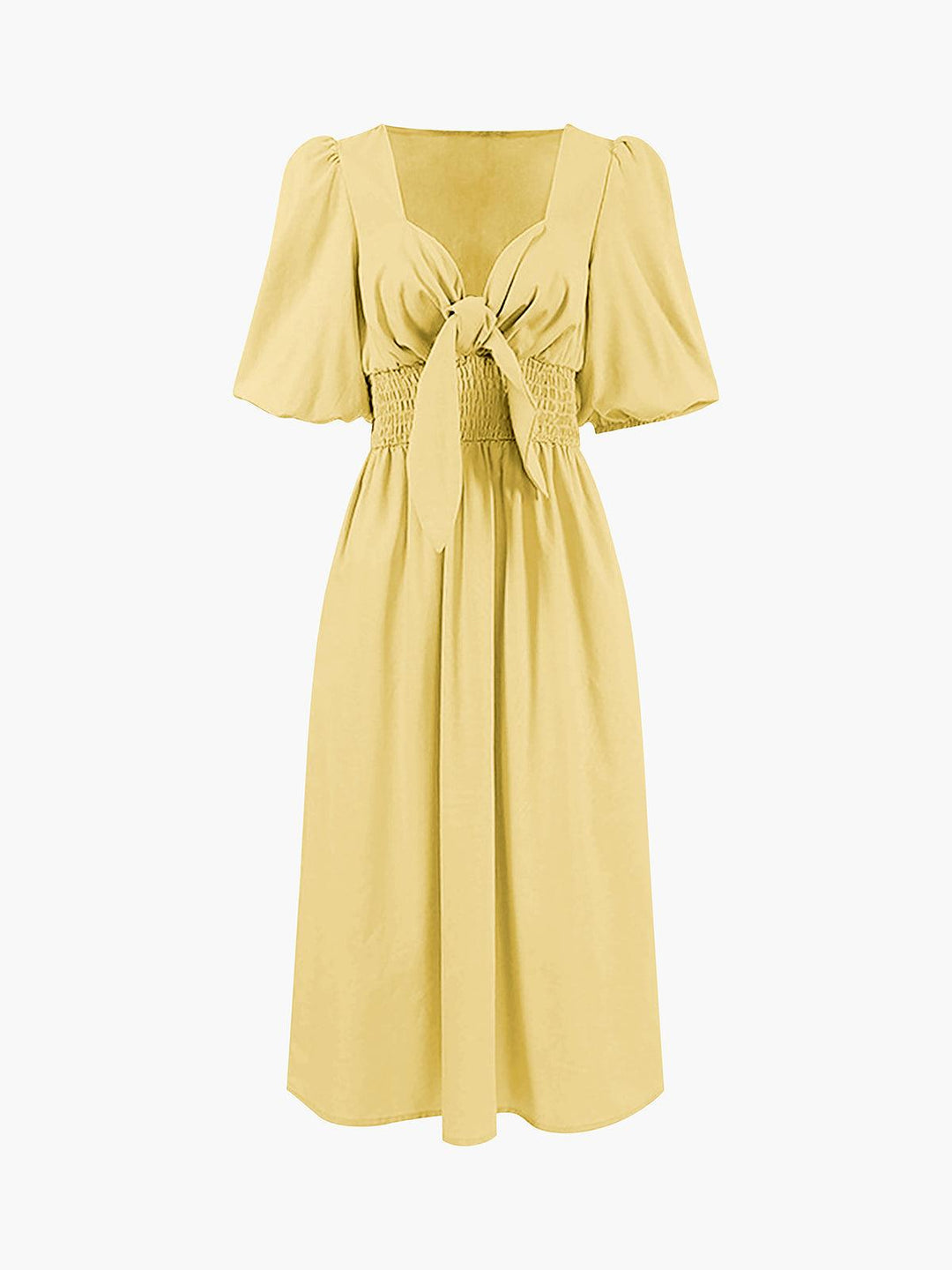 Front Tie Midi Dress in Linen Cotton