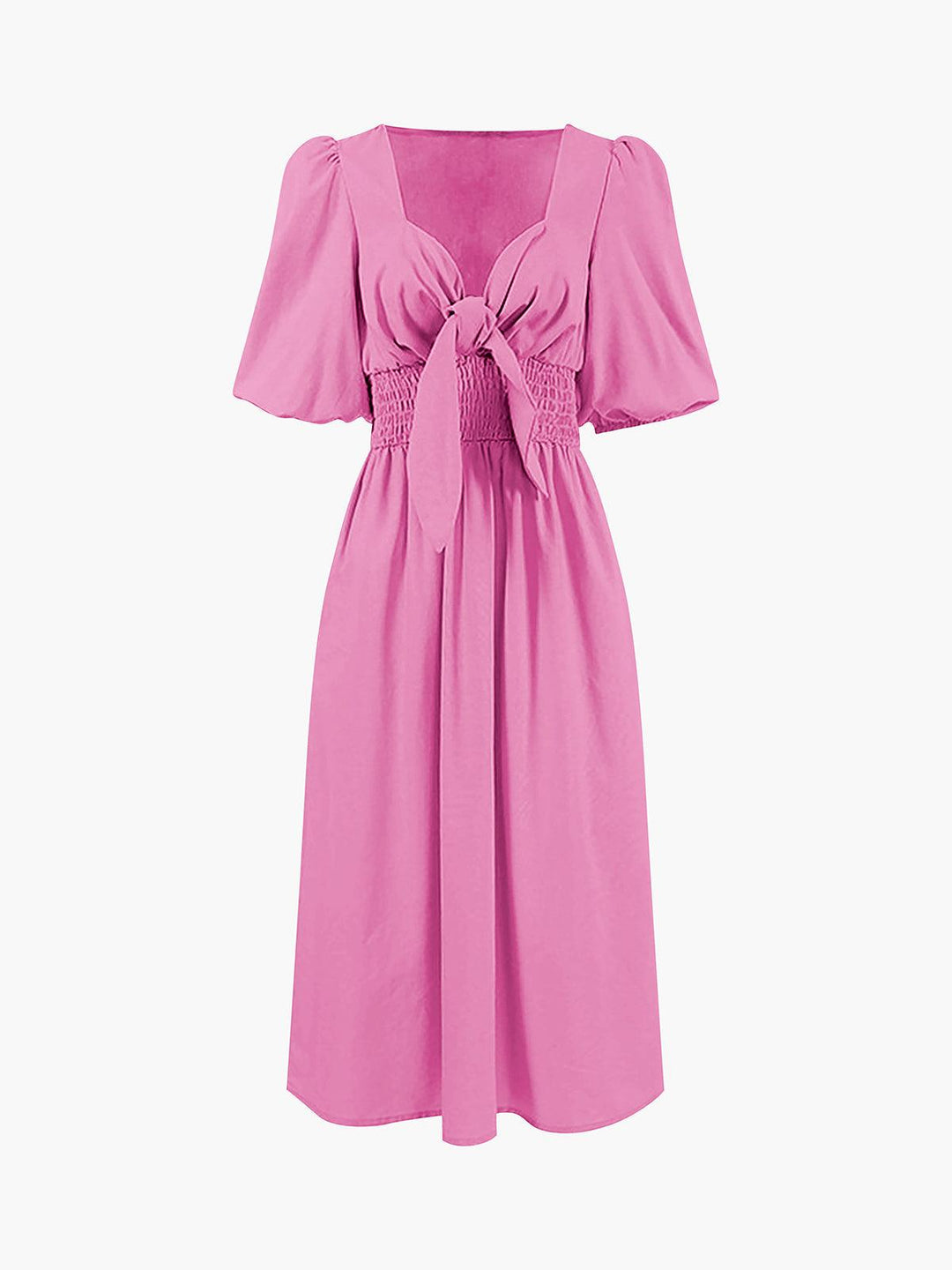 Front Tie Midi Dress in Linen Cotton