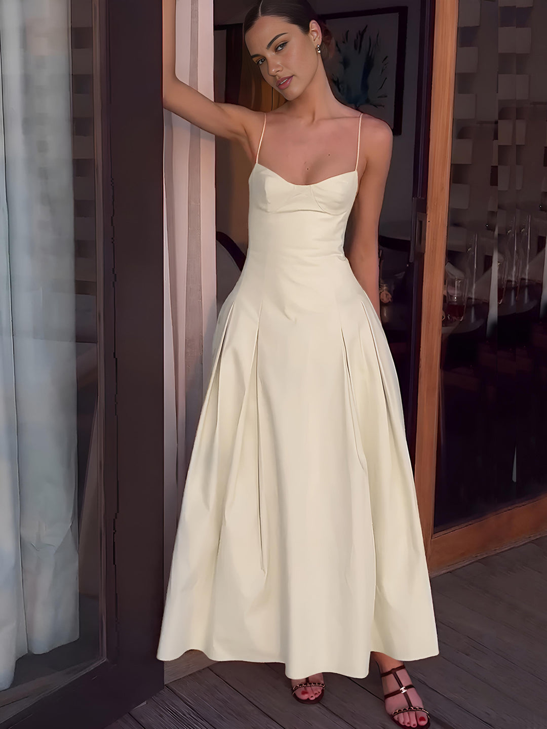 Long Pleated Camisole Dress