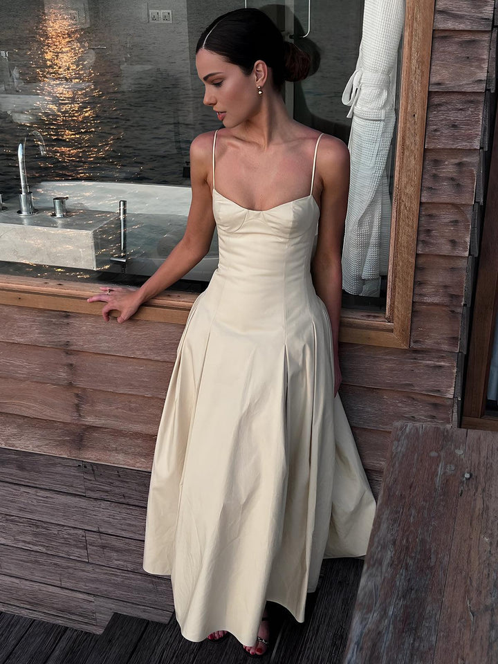 Long Pleated Camisole Dress