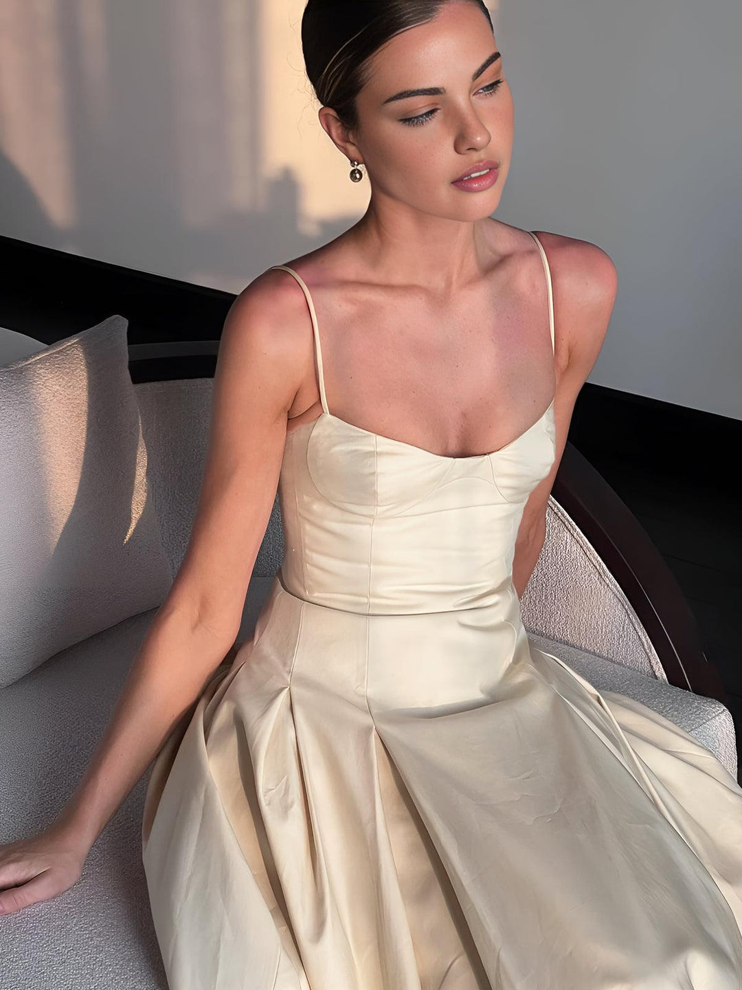 Long Pleated Camisole Dress