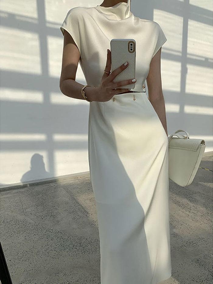 Cap Sleeve Midi Dress with Cutout Detail