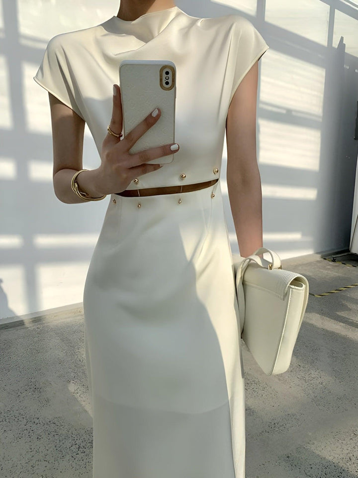 Cap Sleeve Midi Dress with Cutout Detail