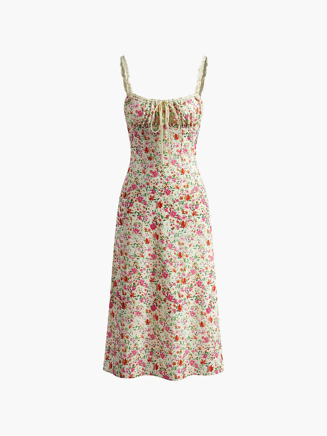 Floral-Trimmed Cami Midi Dress