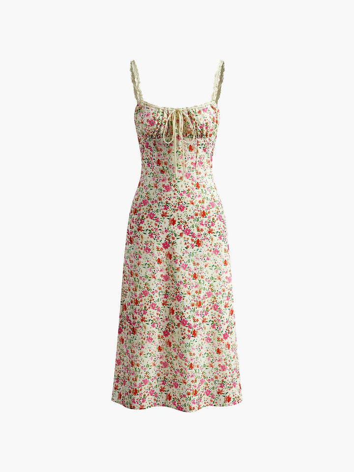 Floral-Trimmed Cami Midi Dress