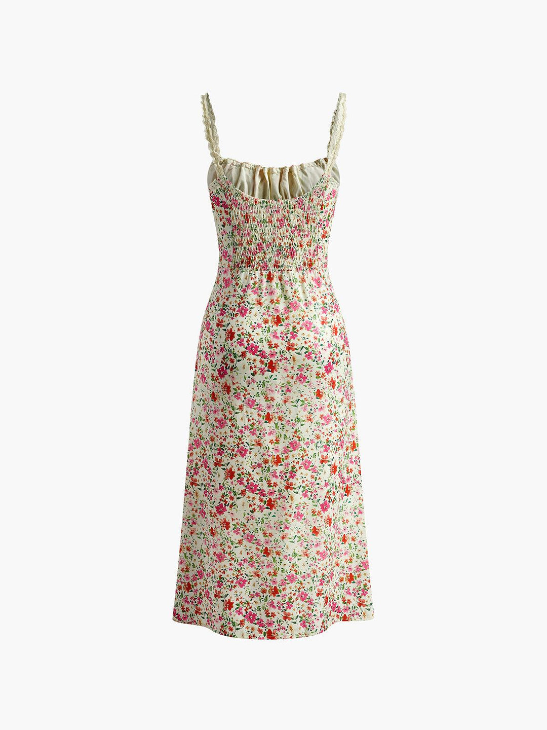 Floral-Trimmed Cami Midi Dress