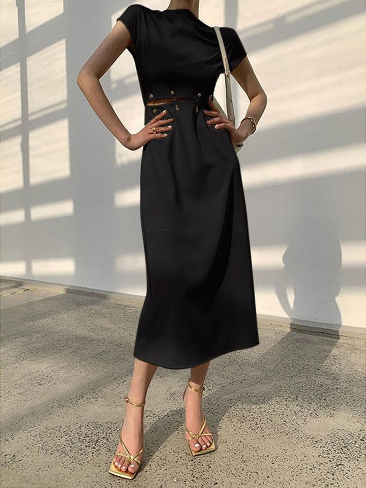Cap Sleeve Midi Dress with Cutout Detail