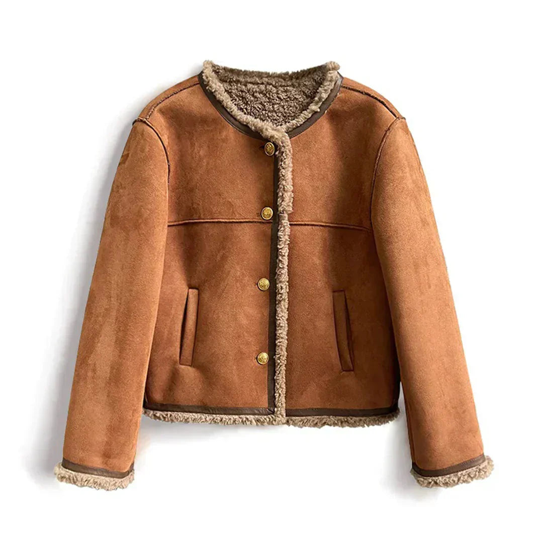 Isabella Sheepskin Jacket with Button Detail