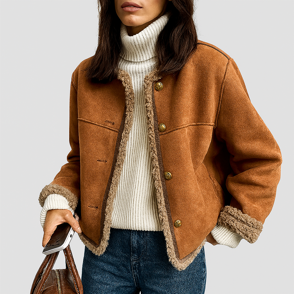 Isabella Sheepskin Jacket with Button Detail