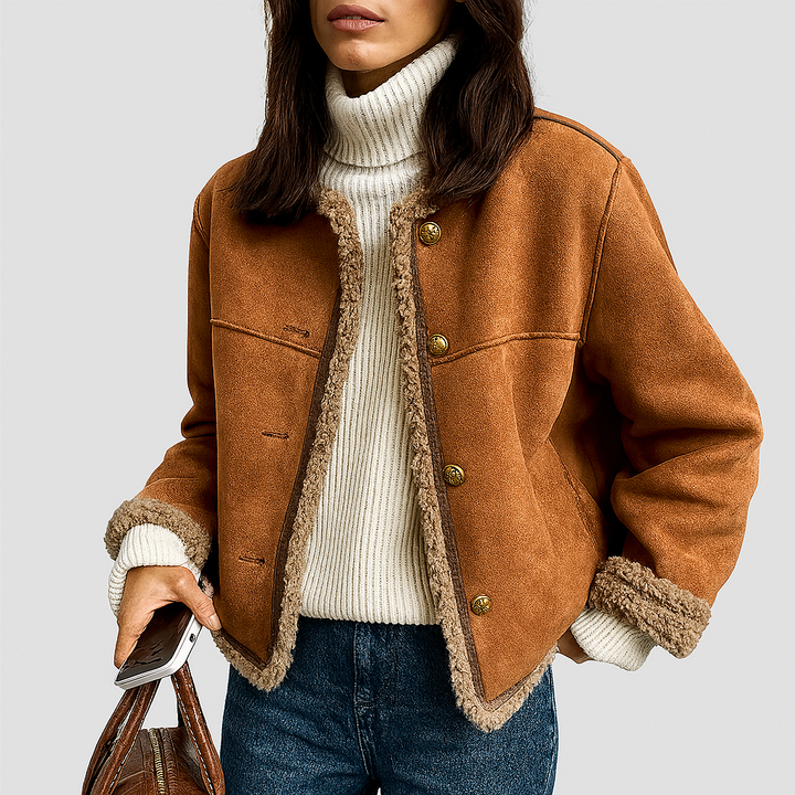 Isabella Sheepskin Jacket with Button Detail