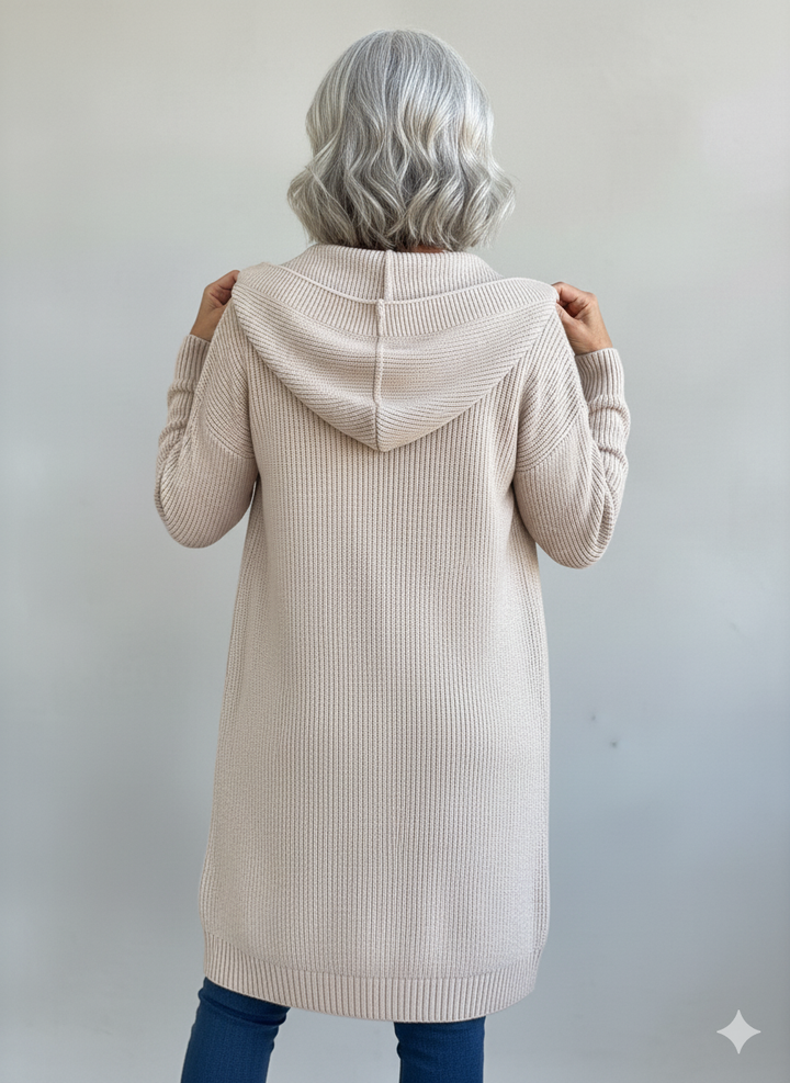 Yasmine – Hooded Long Knit Cardigan