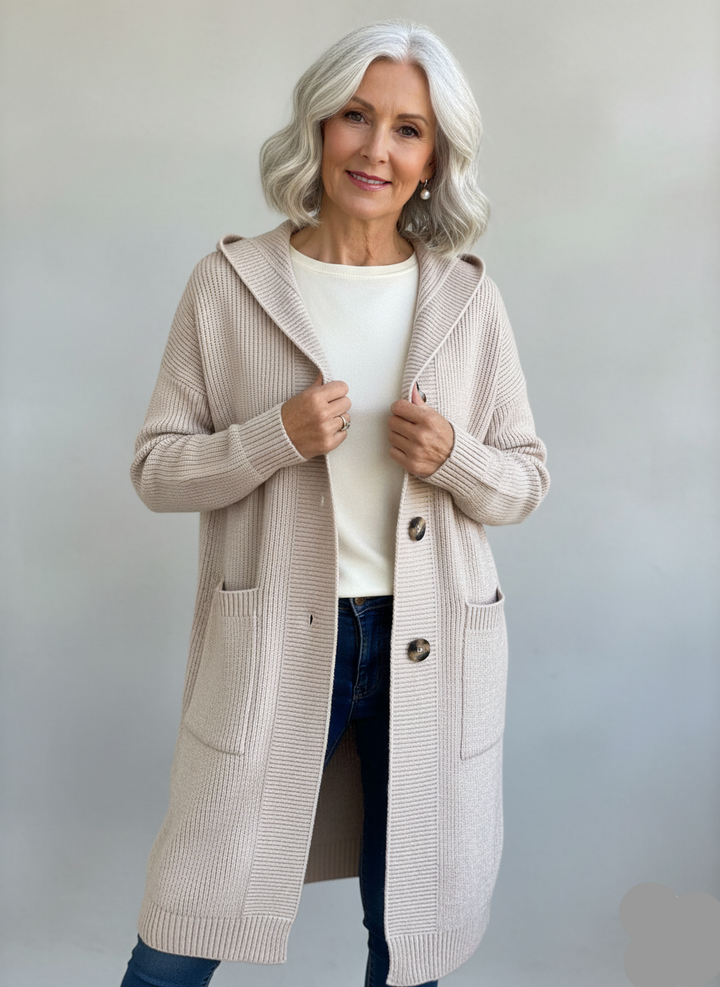 Yasmine – Hooded Long Knit Cardigan