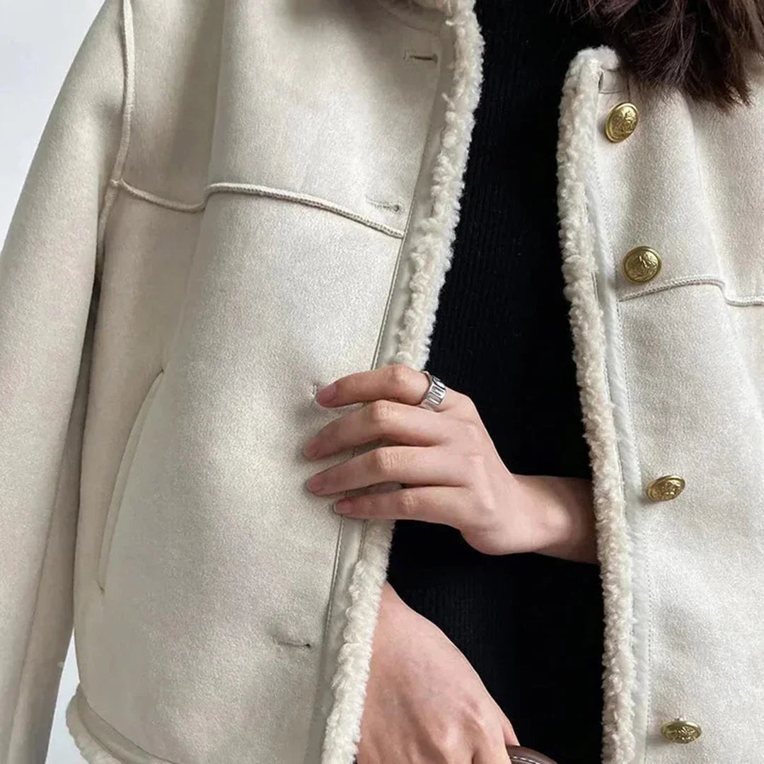 Isabella Sheepskin Jacket with Button Detail